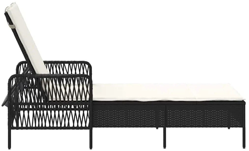 vidaXL Ξαπλώστρα με μαξιλάρι Μαύρο 157 x 55 x 92 εκ. συνθετικό ρατάν