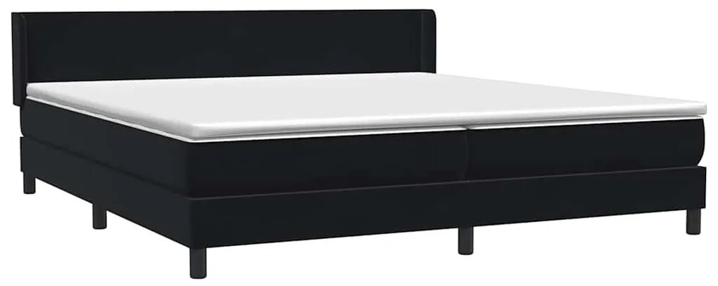 vidaXL Κρεβάτι Boxspring με Στρώμα Μαύρο 180x210 εκ. Βελούδινο