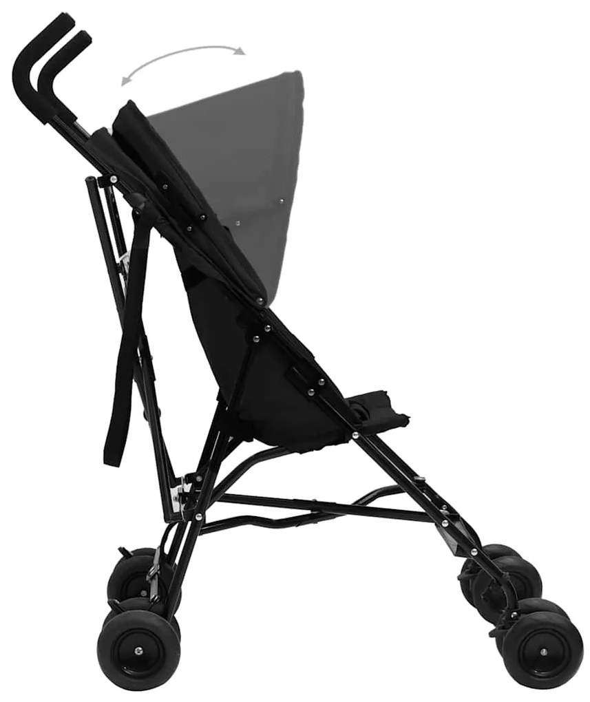 vidaXL Καροτσάκι Μωρού Ανθρακί / Μαύρο Ατσάλινο