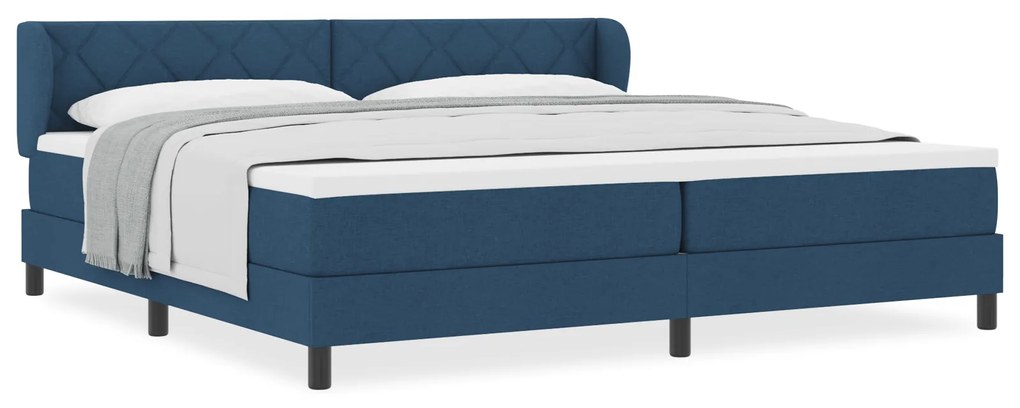vidaXL Κρεβάτι Box Spring με στρώμα Μπλε 200x200 εκ. Υφάσματος