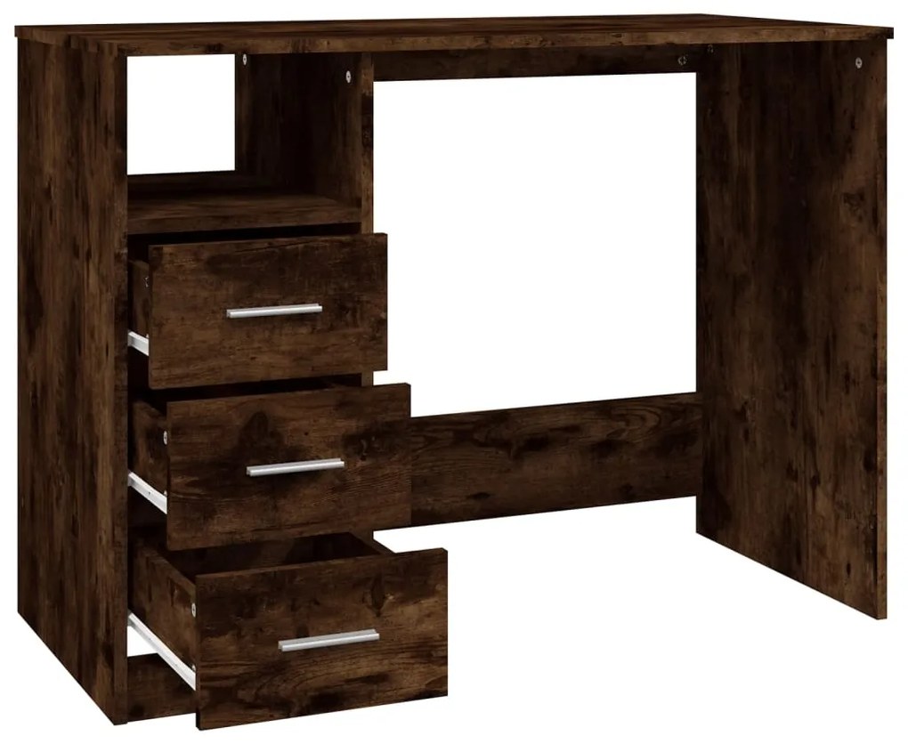 vidaXL Γραφείο με Συρτάρια Καπνιστή Δρυς 102x50x76 εκ. Επεξ. Ξύλο