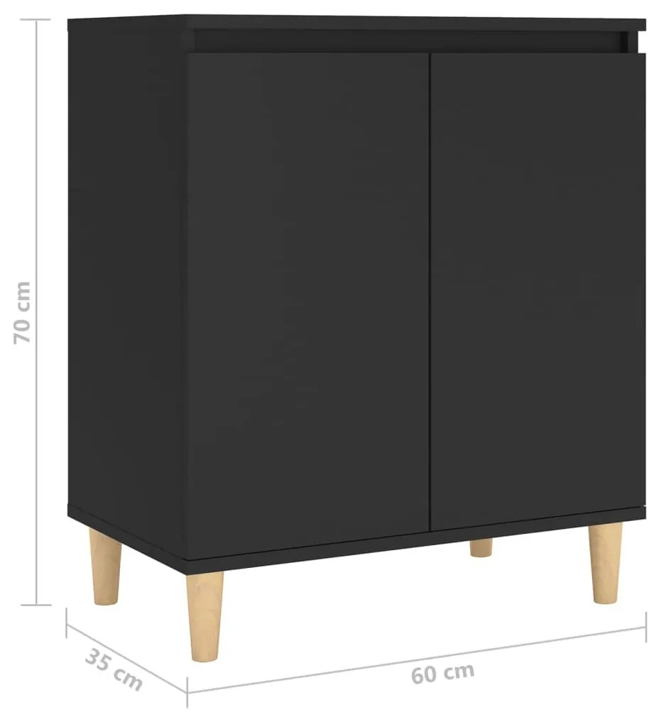 Μπουφές Μαύρος 60 x 35 x 70 εκ. από Επεξ. Ξύλο με Ξύλινα Πόδια - Μαύρο