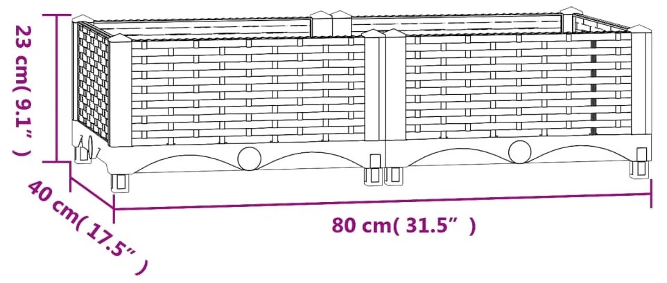 vidaXL Ζαρντινιέρα 80 x 40 x 23 εκ. από Πολυπροπυλένιο