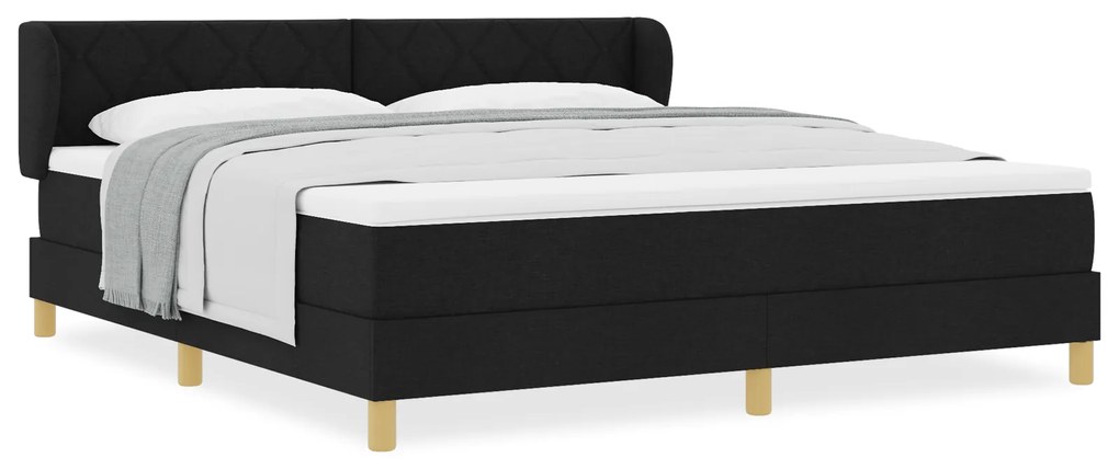 vidaXL Κρεβάτι Box Spring με Στρώμα Μαύρο 180x200 εκ. Υφασμάτινο