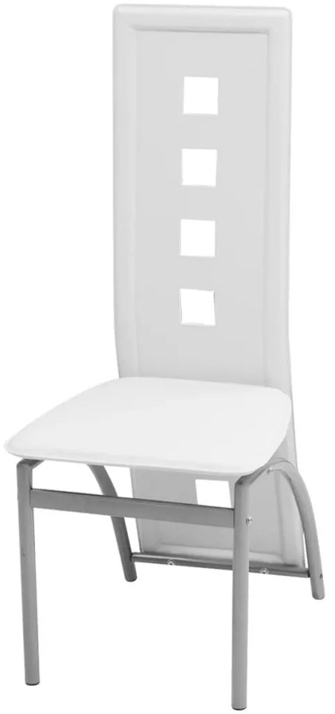 Καρέκλες Τραπεζαρίας 4 τεμ. Λευκές από Συνθετικό Δέρμα - Λευκό