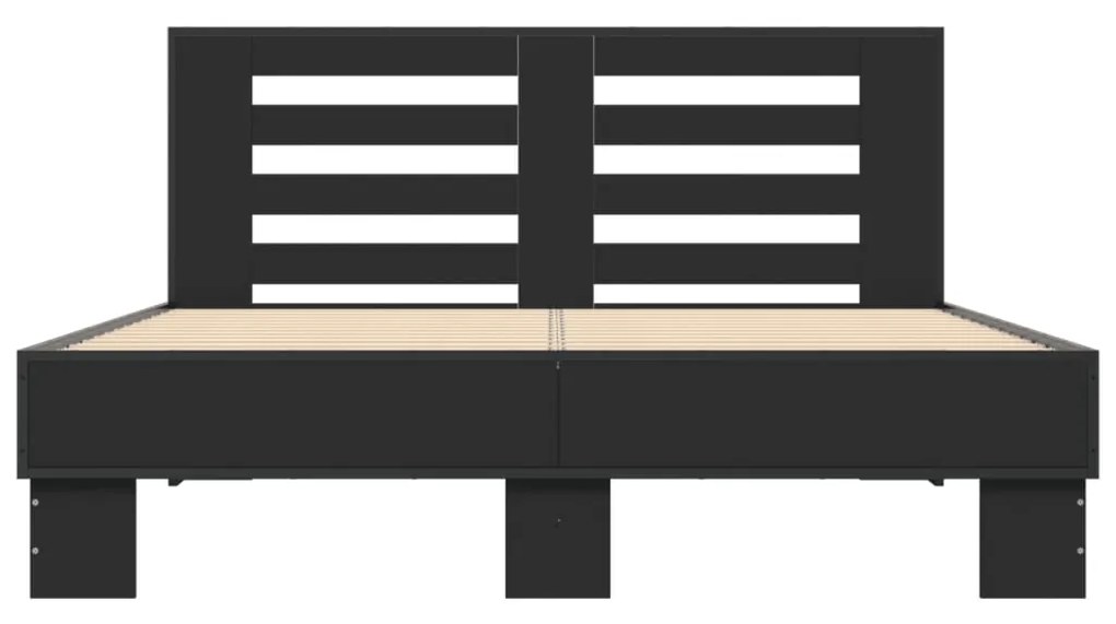 vidaXL Πλαίσιο Κρεβατιού Μαύρο 120x190 εκ. Επεξ. Ξύλο & Μέταλλο