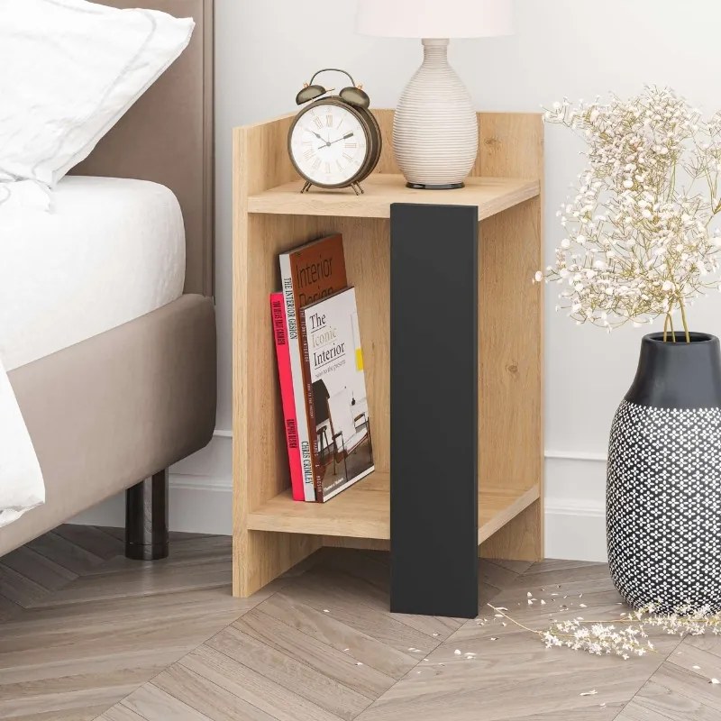 Κομοδίνο Elos Megapap χρώμα saphhire oak - silky black 30x31,7x55εκ.-GP037-0248,1