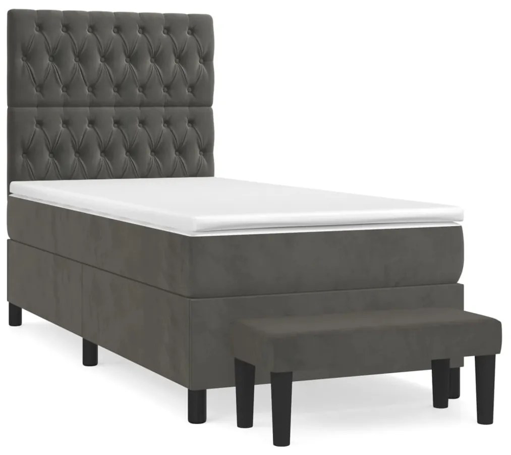 ΚΡΕΒΑΤΙ BOXSPRING ΜΕ ΣΤΡΩΜΑ ΣΚΟΥΡΟ ΓΚΡΙ 90X200 ΕΚ. ΒΕΛΟΥΔΙΝΟ 3138002