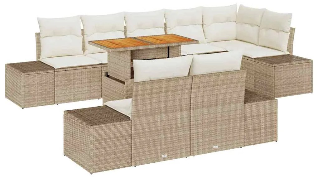 vidaXL Σέτ φαγητού για κήπο 9 pcs Μπεζ, Κρέμα 100 x 55 x 73 εκ