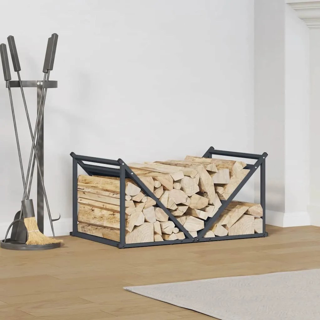 vidaXL Ράφι Καυσόξυλων Ανθρακί 70x43x34,5 εκ. Χάλυβας ψυχρής έλασης