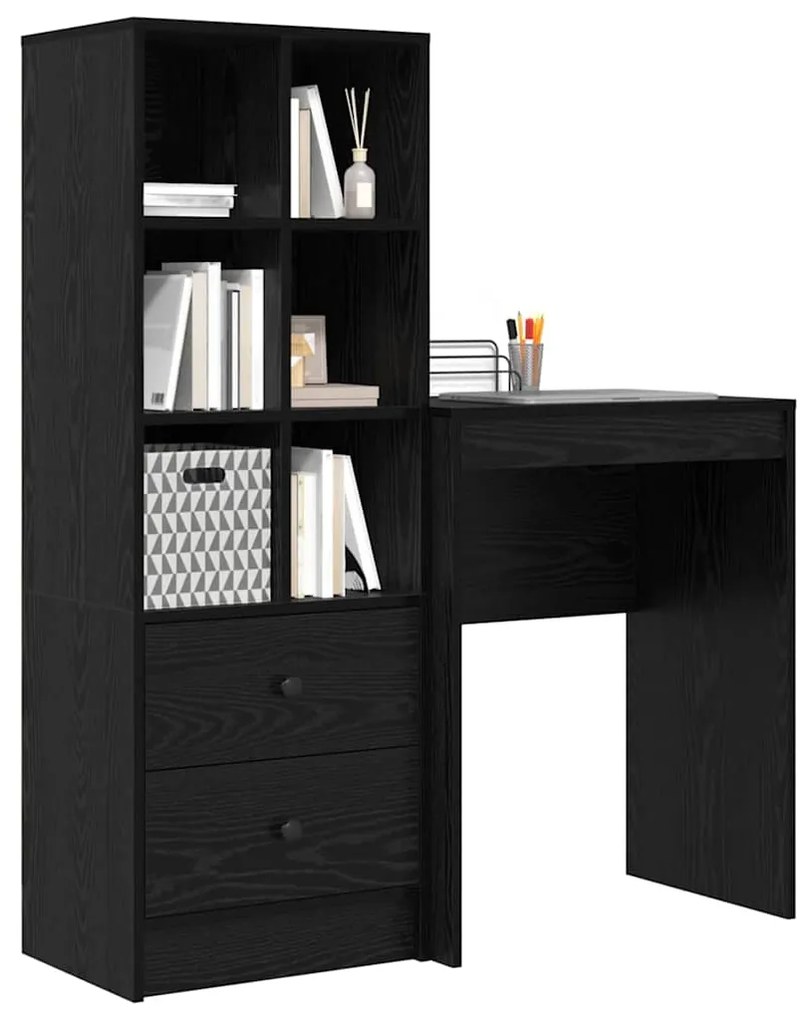 vidaXL Γραφείο με αποθηκευτικό χώρο με συρτάρι 2 pcs Μαύρη δρυς