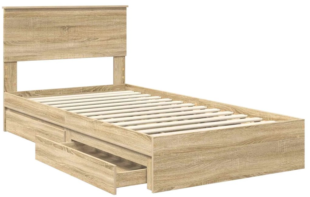 vidaXL Κρεβάτι Αποθήκης Δρύς Sonoma 100 x 200 cm Επεξεργασμένο ξύλο
