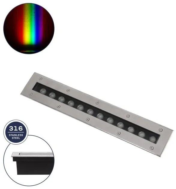 Χωνευτό Φωτιστικό Wall Washer Δαπέδου LED RGBW UNDERGROUND-REMVI 90193 Globostar 90193 Ασημί