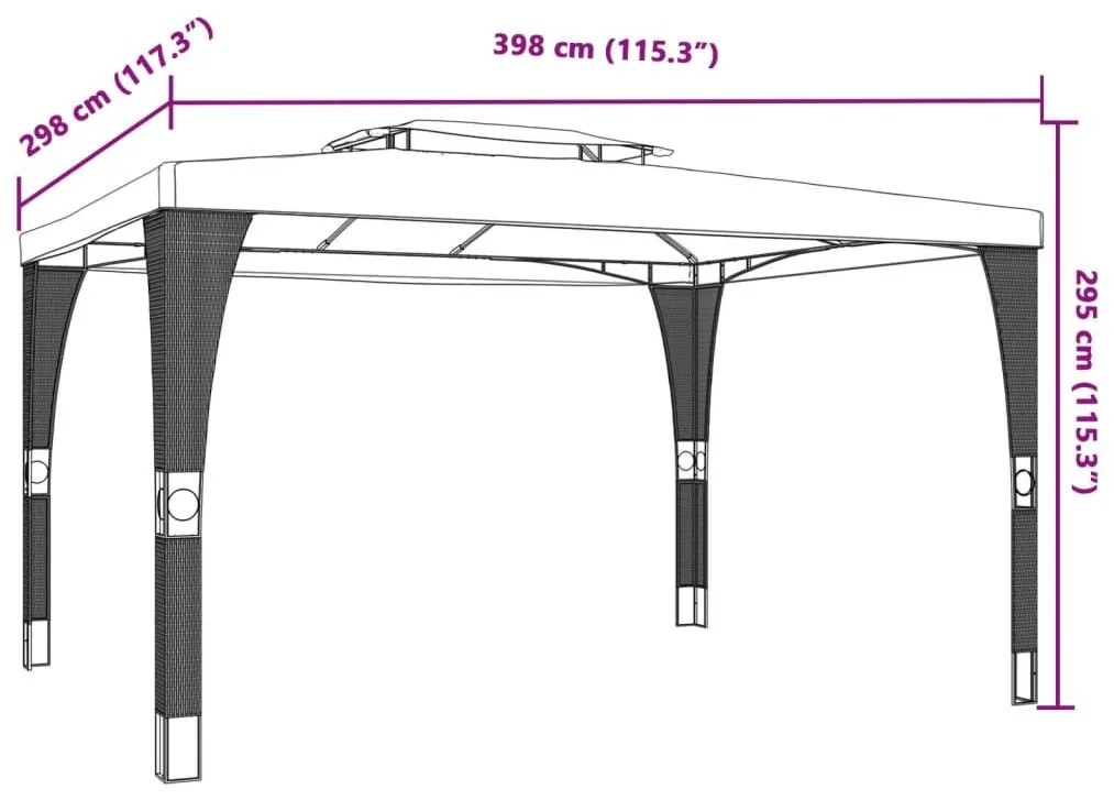 Κιόσκι με Διπλή Οροφή Κρεμ 3,98x2,98 μ. Ατσάλινο - Κρεμ