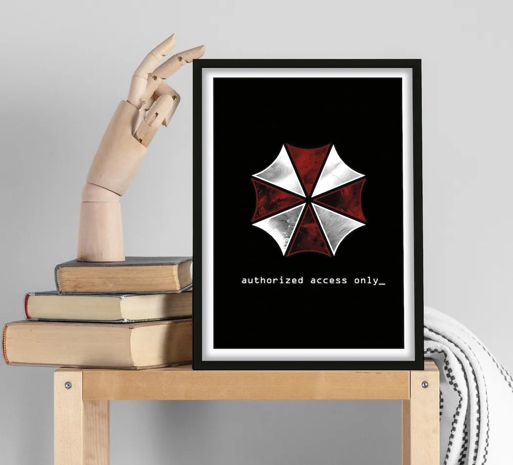 Πόστερ &amp; Κάδρο Umbrella Corporation Resident Evil GM018 30x40cm Μαύρο Ξύλινο Κάδρο (με πόστερ)