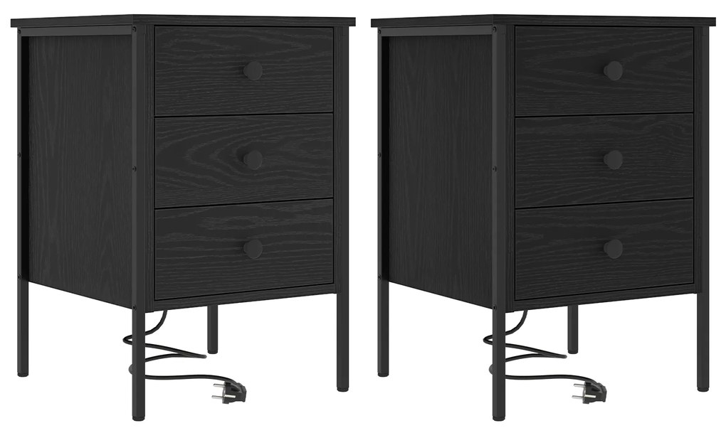 vidaXL Κουτιά Κρεβατοκάμαρας 2 pcs Μαύρη δρυς 42 x 41 x 61 εκ