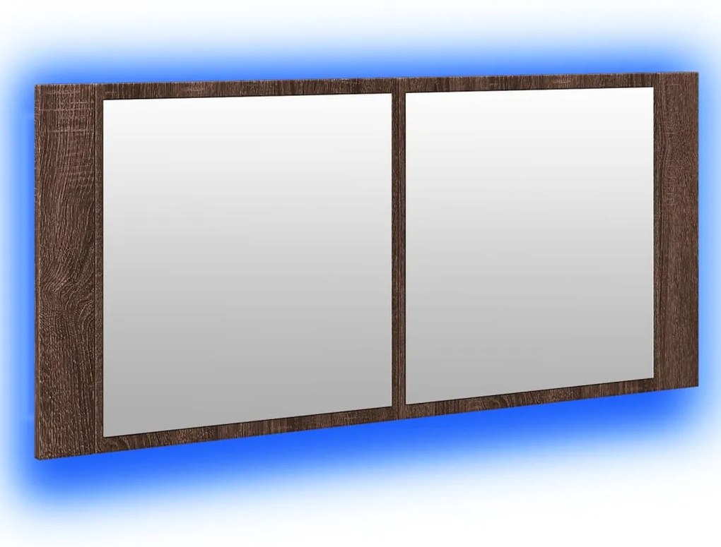 Ντουλάπι Μπάνιου με Καθρέφτη/LED Καφέ Δρυς 100x12x45 εκ. - Καφέ