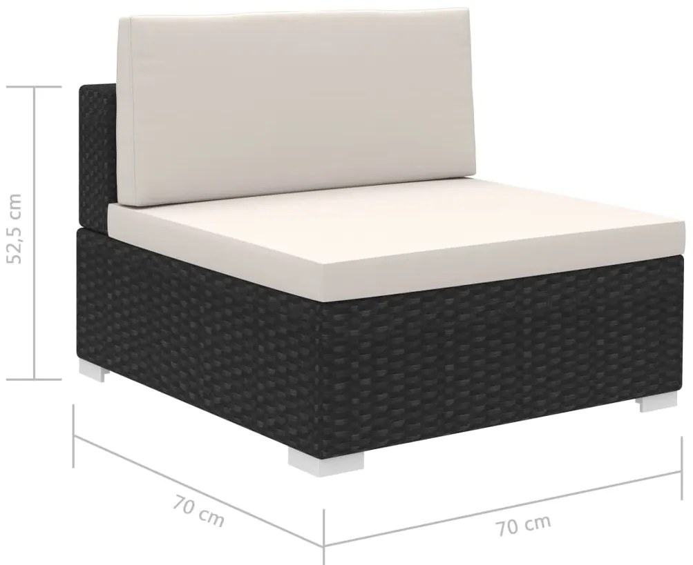 vidaXL Σαλόνι Κήπου 8 Τεμαχίων Μαύρο από Συνθετικό Ρατάν με Μαξιλάρια