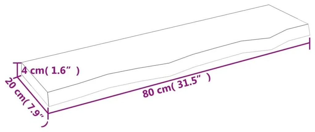 Ράφι Τοίχου Ανοιχτό Καφέ 80x20x4 εκ. Επεξεργ. Μασίφ Ξύλο Δρυός - Καφέ