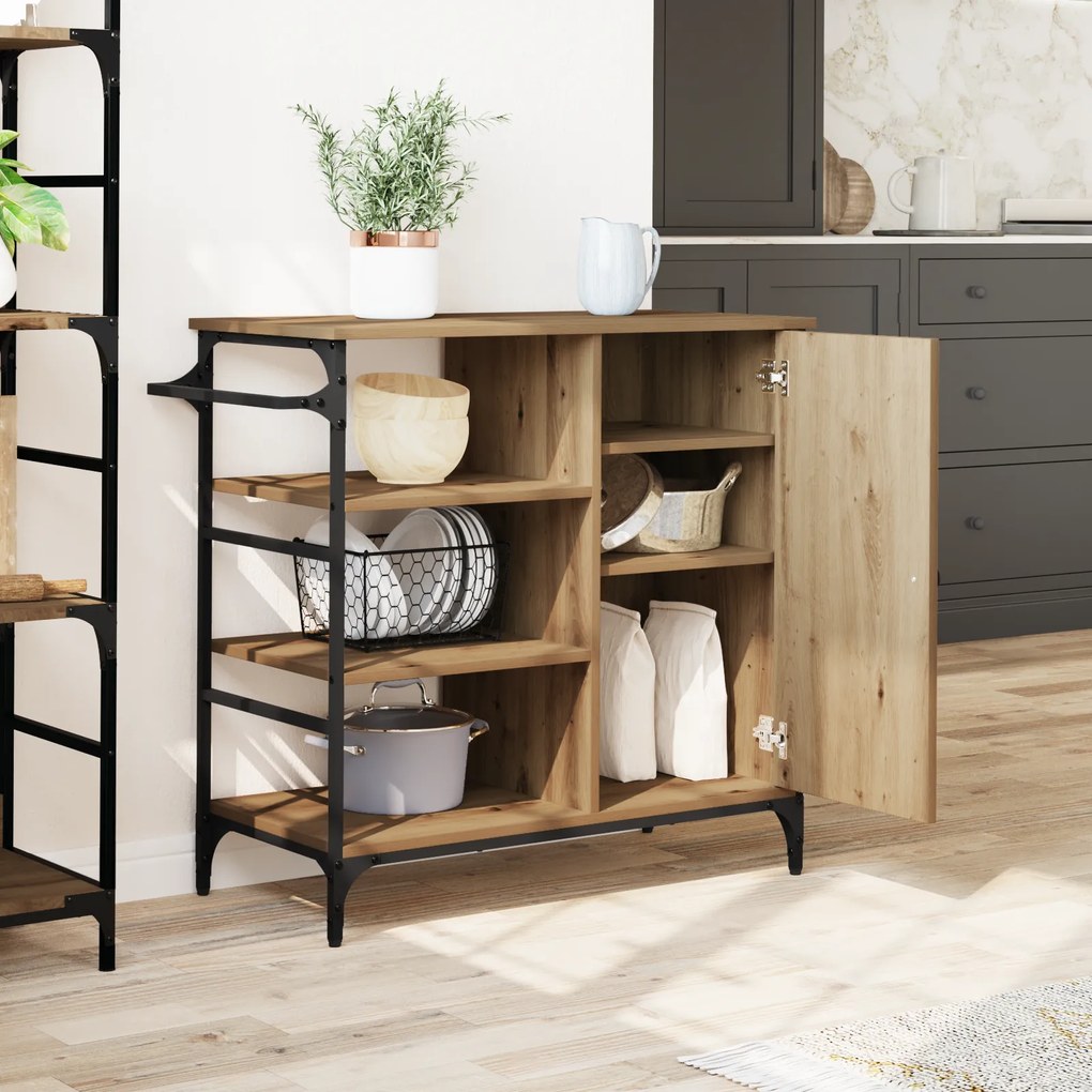 vidaXL Τροχοκαθίσμα Κουζίνας Δρυς Τεχνίτη 87.5x38.5x84.5 cm Επεξεργασμένο Ξύλο