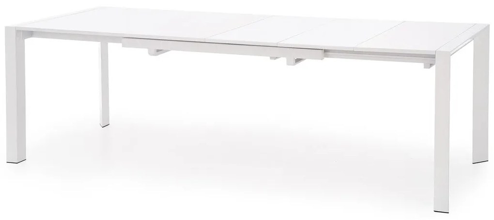 Τραπέζι Houston 123, Γυαλιστερό λευκό, 76x80x130cm, 53 kg, Επιμήκυνση, Ινοσανίδες μέσης πυκνότητας, Μέταλλο | Epipla1.gr