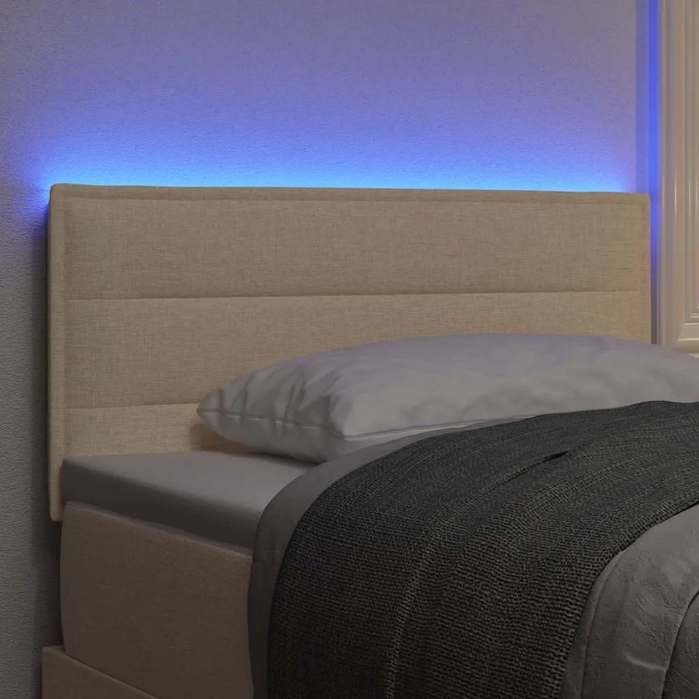 vidaXL LED κεφαλάρι με φώτα λωρίδας LED Επιτοίχιο Κρεμ 100 cm ύφασμα