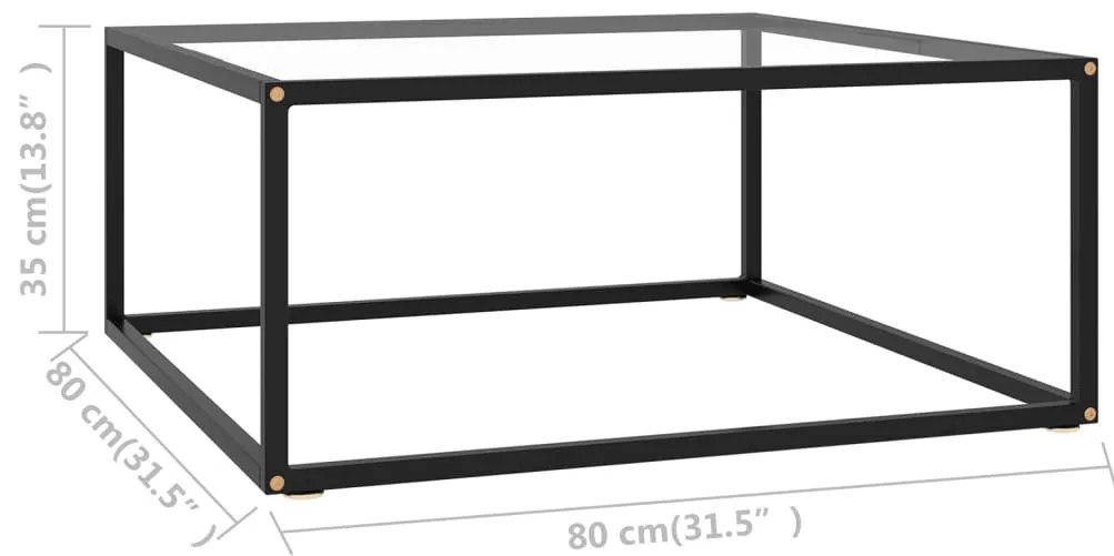 vidaXL Τραπεζάκι Σαλονιού Μαύρο 80 x 80 x 35 εκ. με Ψημένο Γυαλί