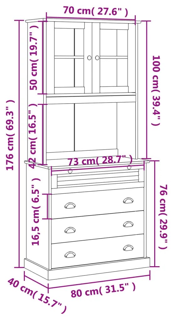 ΒΙΤΡΙΝΑ VIGO ΓΚΡΙ 80 X 40 X 176 ΕΚ. ΑΠΟ ΜΑΣΙΦ ΞΥΛΟ ΠΕΥΚΟΥ 3200585