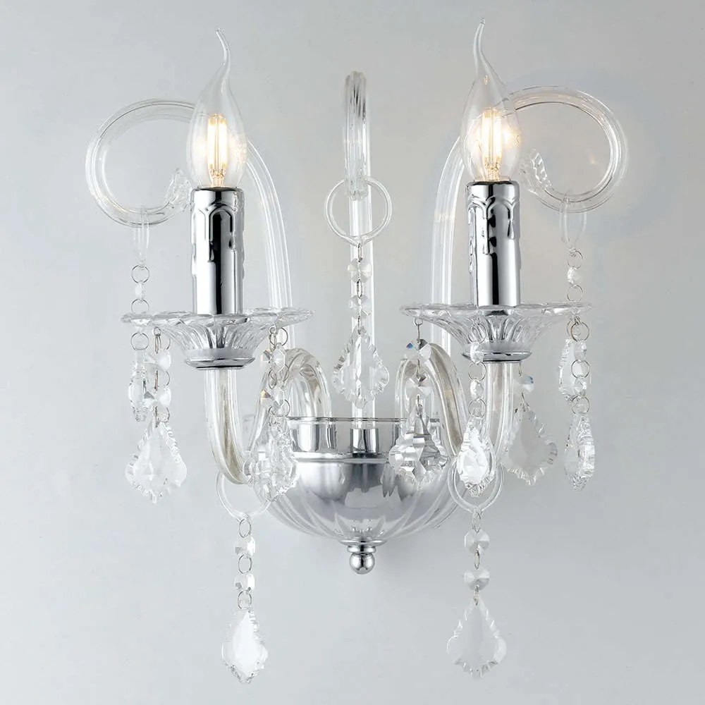 Φωτιστικό Τοίχου - Απλίκα Cristallo I-246/00800 2xE14 32x30cm Chrome Luce Ambiente Design Γυαλί