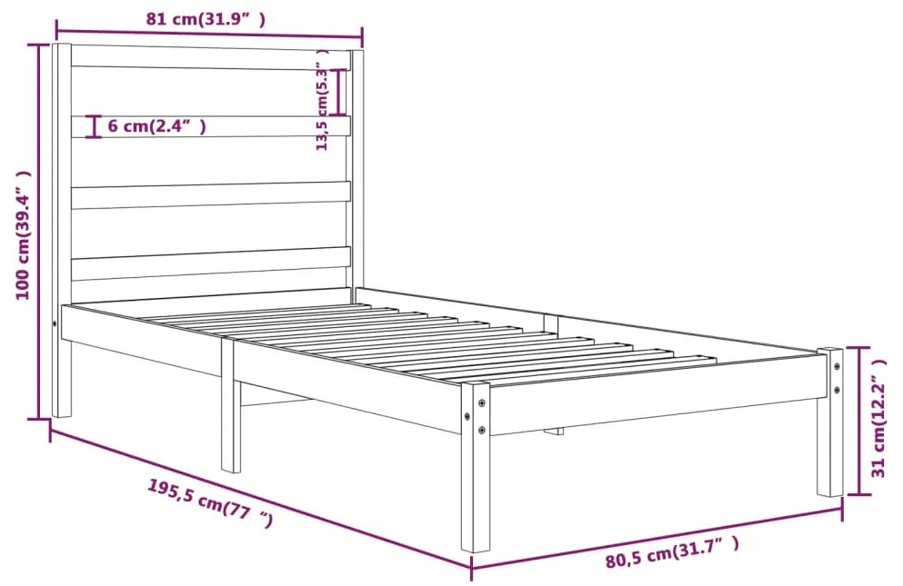 ΠΛΑΙΣΙΟ ΚΡΕΒΑΤΙΟΥ ΜΑΥΡΟ 75X190 ΕΚ. ΜΑΣΙΦ ΞΥΛΟ 2FT6 SMALL SINGLE 3104897