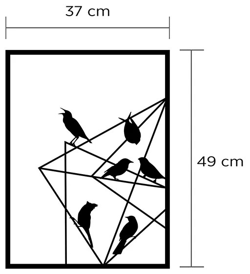 Διακοσμητικό τοίχου Birds on Wire Megapap μεταλλικό χρώμα μαύρο 37x2x49εκ.