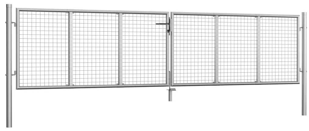 vidaXL Πόρτα Κήπου Ασημί 400x75 εκ. από Γαλβανισμένο Ατσάλι