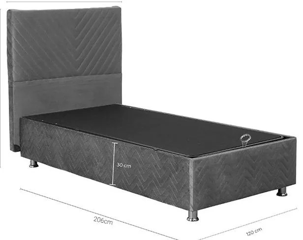 Κρεβάτι Rizko μονό με αποθηκευτικό χώρο μπεζ 120x200εκ 122x206x126 εκ.