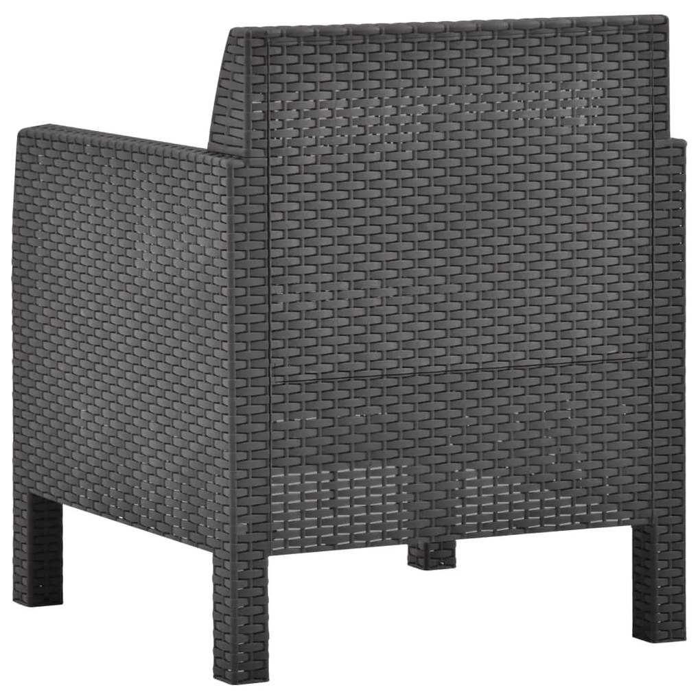 vidaXL Καρέκλα Κήπου με Μαξιλάρι Ανθρακί 63x65x76 εκ. από Ρατάν PP