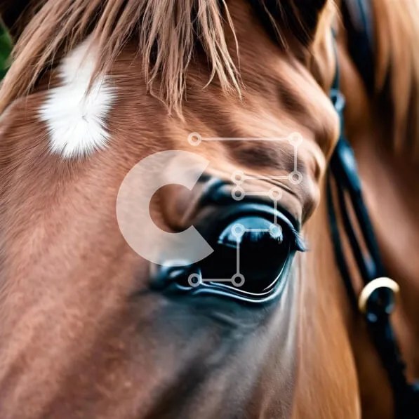 Intra Συλλεκτικό Ξύλινο Παζλ Plywood 4mm - Κοντινό πλάνο του ματιού ενός καφέ αλόγου με χαλινάρι Σε Ξύλινο Κουτί - Διαστάσεις: 10x10 cm – 25 κομμάτια