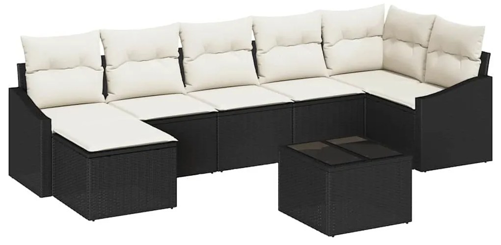 vidaXL Σετ Καναπέ Κήπου 8 pcs Μαύρο Πολυ ράταν