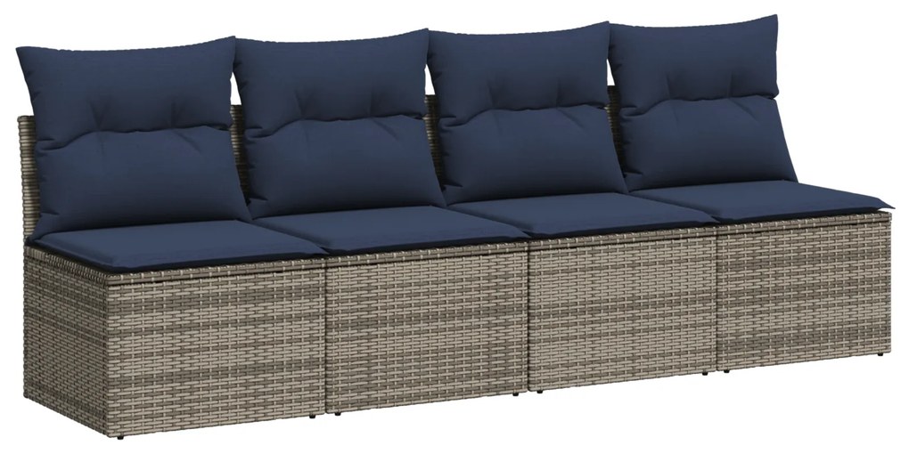 vidaXL Καναπές Κήπου με μαξιλάρι Γκρι 220 x 62 x 69 εκ συνθετικό ρατάν