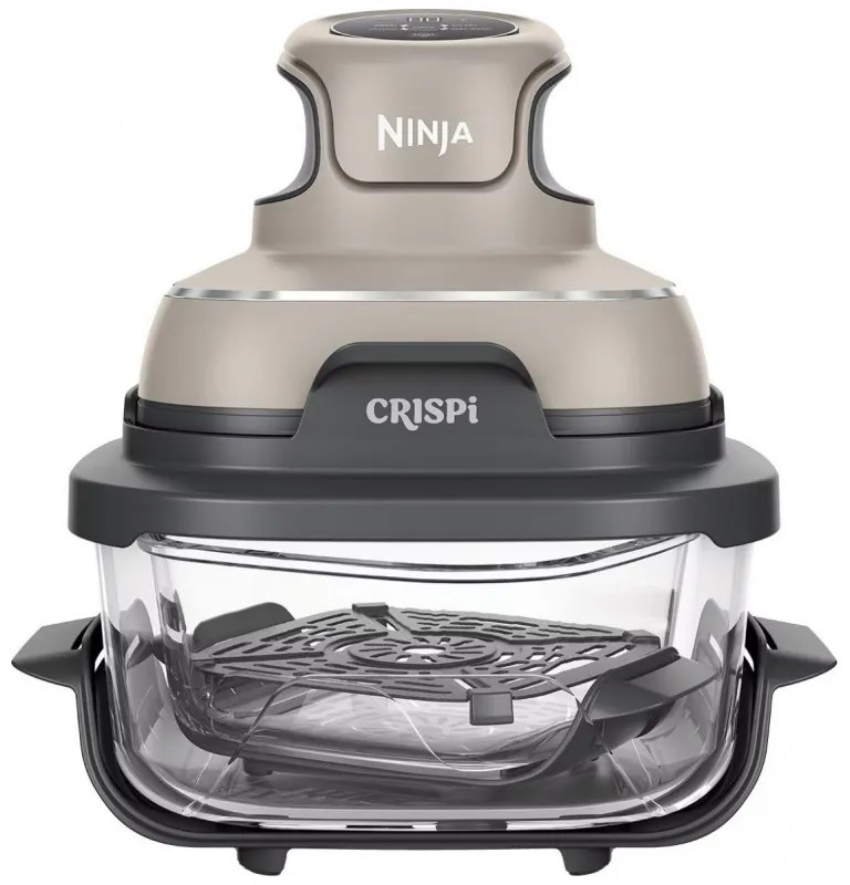 Φριτέζα ζεστού αέρα φορητός 4σε1 Ninja CRISPi FN101EUST, 1700W, 3.8l, 6 μερίδες, 2 γυάλινα δοχεία, 4 προγράμματα, χωρίς PFAS και BPA, Μπεζ