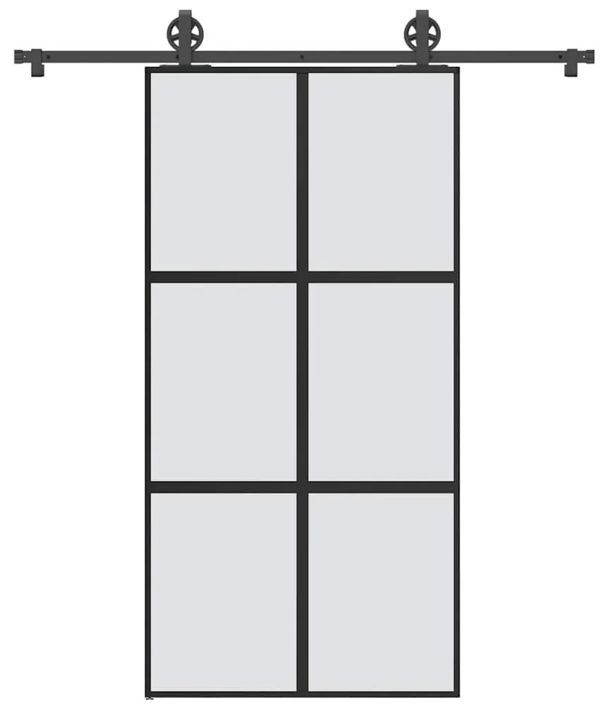 Συρόμενη πόρτα με σετ υλικού 102,5x205 cm από γυαλί&amp;Αλουμίνιο - Μαύρο