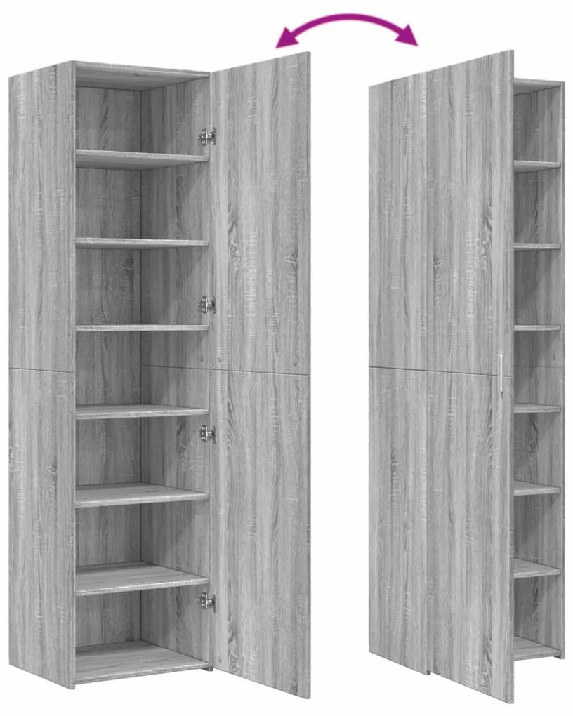 vidaXL Ντουλάπι Γκρι Sonoma 50x42,5x185 εκ. από Επεξεργασμένο Ξύλο