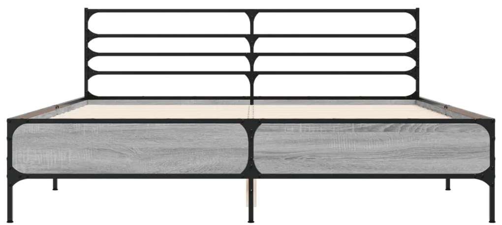 vidaXL Πλαίσιο Κρεβατιού Γκρι Sonoma 160x200 εκ. Επεξ. Ξύλο &amp; Μέταλλο