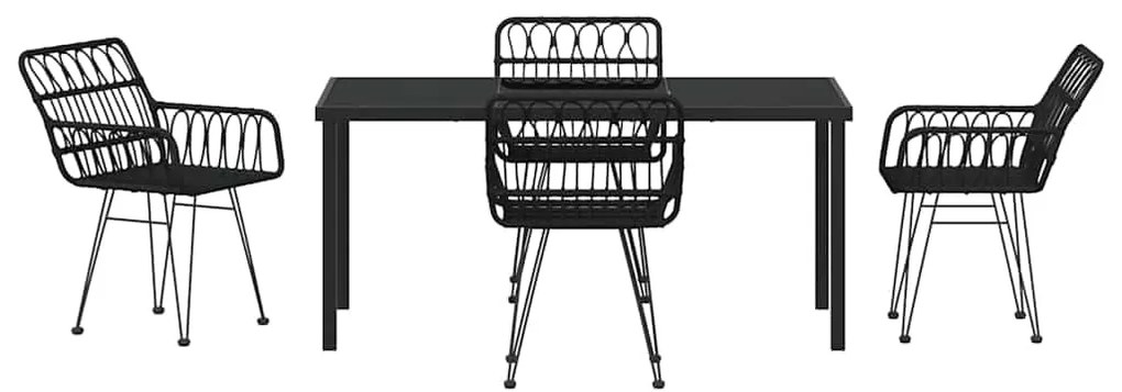 vidaXL Σέτ φαγητού για κήπο 5 pcs Μαύρο Χάλυβας με επίστρωση πούδρας