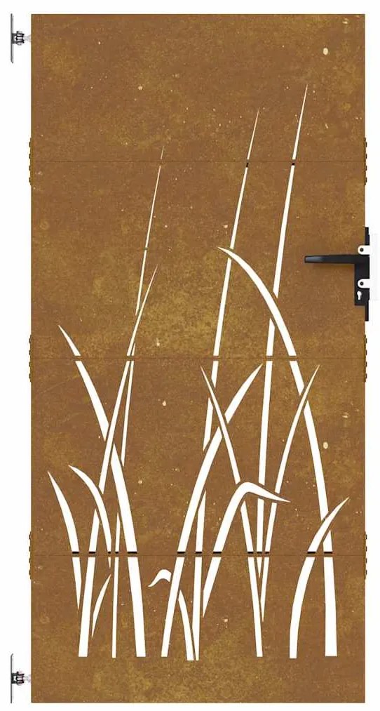 vidaXL Πόρτα Κήπου με Σχέδιο Χόρτου από Ατσάλι Corten 85 x 200 εκ.