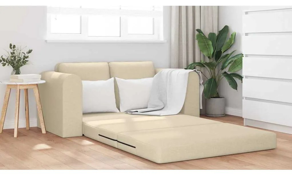 vidaXL Κρεβάτι καναπές Κρεμ 148 x 71 x 83 εκ. ύφασμα