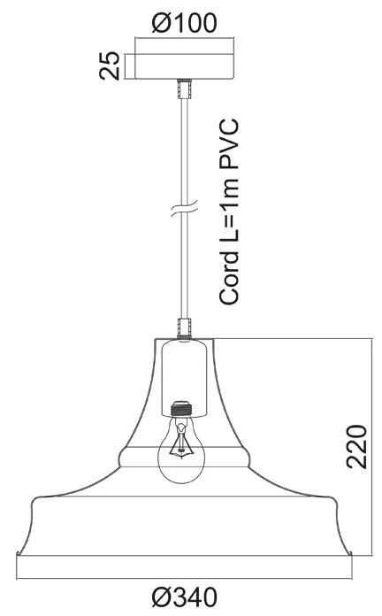 ΚΑΜΠΑΝΑ ΜΕΤΑΛΛΙΚΗ ΜΑΥΡΗ Φ34CM 1ΧE27 STOOGES - KS1477P1BK - KS1477P1BK