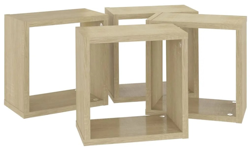 vidaXL Ράφια Κύβοι Τοίχου 4 τεμ. Sonoma Δρυς 26 x 15 x 26 εκ.