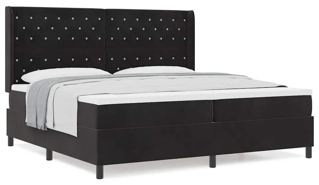 vidaXL Κρεβάτι με ελατήρια με κεφαλάρι Μαύρο 200 x 200 cm Βελούδο