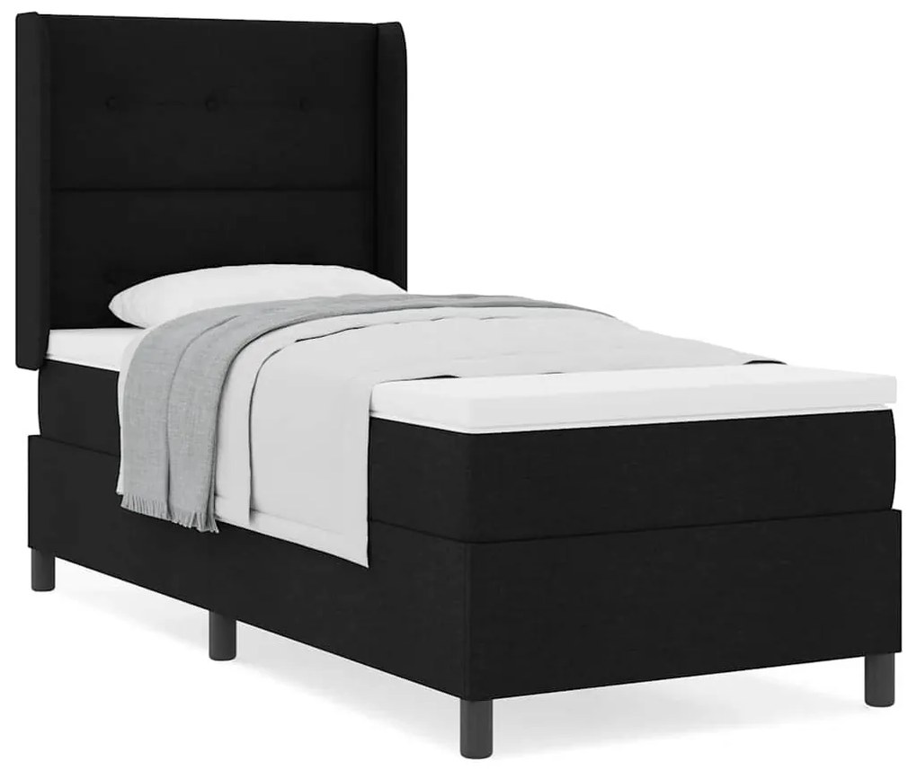 vidaXL Κρεβάτι με ελατήρια με στρώμα Μαύρο 100 x 200 cm ύφασμα