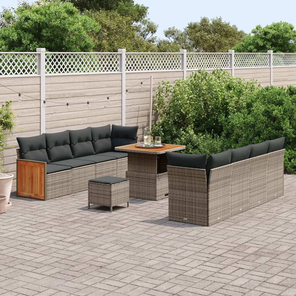 vidaXL Σετ Καναπέ Κήπου 11 pcs Γκρι, Σκούρο γκρι 80 x 80 x 71 cm