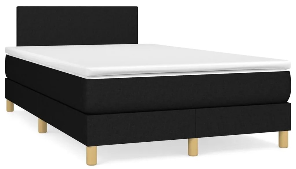 Κρεβάτι Boxspring με Στρώμα Μαύρο 120x190 εκ. Υφασμάτινο - Μαύρο